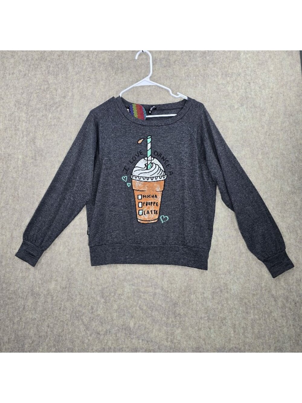 Sugar And Bruno Womens Slouchy Raglan Sweatshirt Gray Small Cotton/Poly Blend